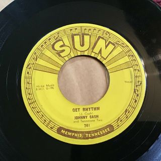 45 RPM Johnny Cash SUN 241 I Walk the Line / Get Rhythm VG, 2
