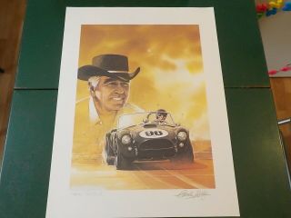 Watkins Glen Fantasy Cobra Lithograph Poster Signed By Carroll Shelby Bill Neale