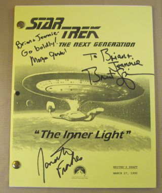 Star Trek The Next Generation The Inner Light Autographed X3 Script Data Riker
