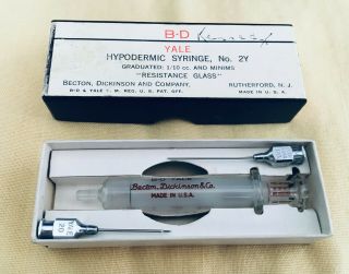 9 Pc.  Vintage Medical Supplies Glass Hypodermic Needle Medicine Cabinet Syringe