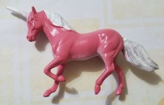 Pink Unicorn Figure White Glitter Tail & Mane 3 Tall 5 " Long