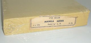 Vintage Manila News Paper One Ream 8x10 1/2 Ruled 3/8 " S.  W.  14 Pound