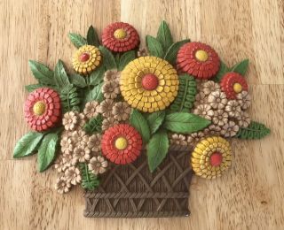 Syroco 7384 Vintage 1975 Floral Flower Wall Hanging Retro Mid Century Modern