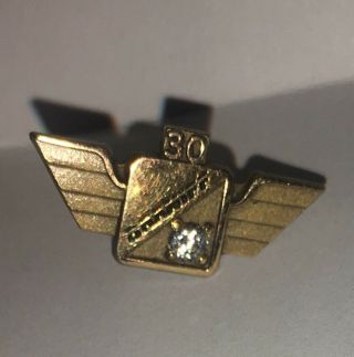 Bi Braniff International 30 Year Service Pin 1/10 10k & Diamond