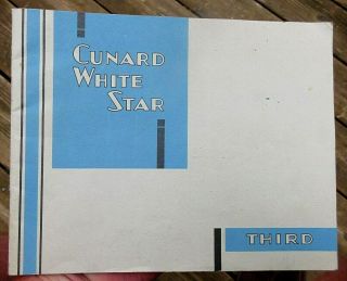 1937 Cunard White Star Cruise Ship Third Class Informational 28 Page Booklet