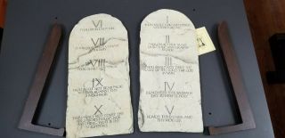 10 Ten Commandments Tablets Cast Stone Tablet Set Wall & Stand