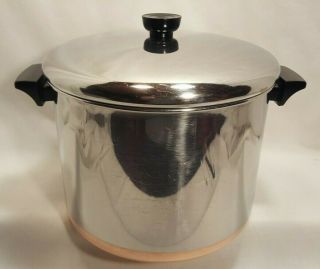 Vintage 10 Qt Revere Ware 1801 Copper Clad Stainless Steel Stock Pot: Rome Ny 79