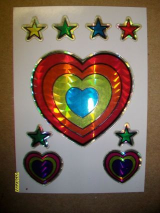 Vintage Rainbow Colored Hearts Stars Vending Machine Prism Sticker
