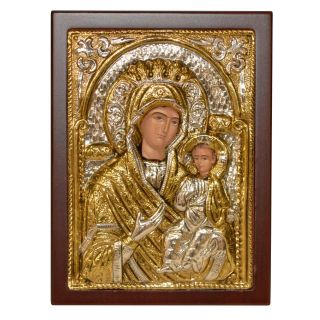 Sterling Silver Icon Mother Of God Orthodox Handmade Byzantine Icon 9x12cm