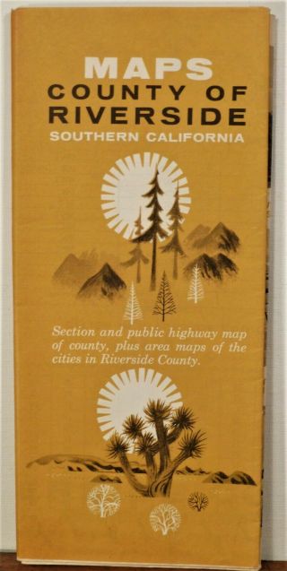 1961 Riverside County California Vintage Travel Brochure Map Palm Springs B