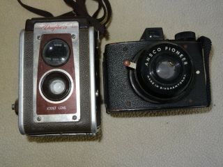 Vintage Antique 2 Vintage Cameras Ansco Pioneer - Kodak Duaflex Iv