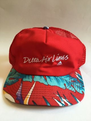 Vintage Delta Airlines Air Lines Tropical Hawaii Cap hat Plane Travel Airplane 2