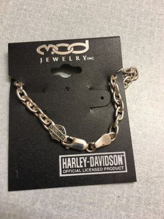 Harley - Davidson Mod Sterling Silver Starter Charm Bracelet 7.  5 "