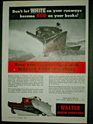 1945 4wd Truck Plowing Runway Vintage Walter Snow Fighters Trade Photo Print Ad