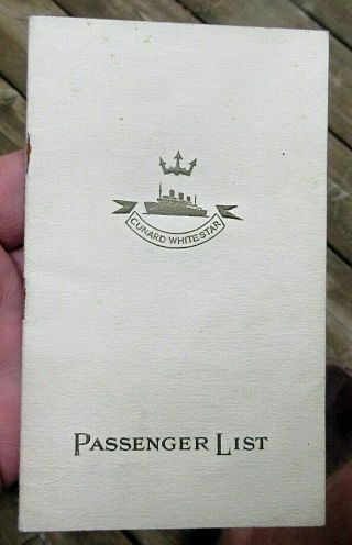 October 2,  1937 Georgic,  Cunard White Star Cruise Ship Passenger List Booklet