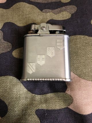 Vintage Art Deco Ronson Whirlwind Chrome Lighter With Coat Of Arms Shields