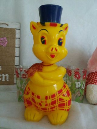 11 " Vintage Rosen Rosbro Plastic Toy Soldiers Candy Container Bank Huge Pig