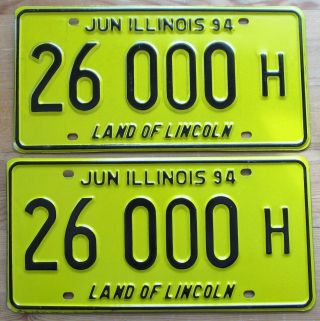 Illinois 1994 License Plate Pair - Quality 26 000 H