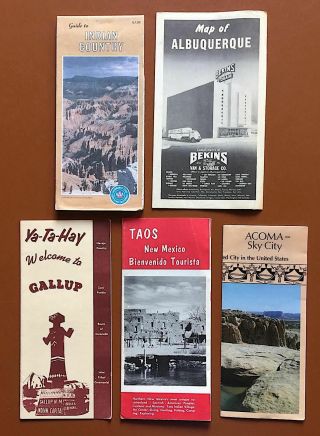 Vintage Maps/guides For Albuquerque/indian Country/taos/gallup/acoma