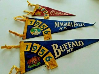 Vintage 1956 Canada,  Niagara Falls,  Buffalo York Felt Pennant,  Flag Collectible