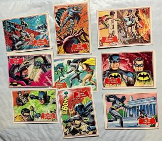 9 Different 1966 Batman A Cards 15 - 18,  20,  21,  23,  25 & 26 In