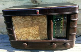 Vintage Art Deco Philips 206a/15 Bakelite Valve Tube Table Radio 1941