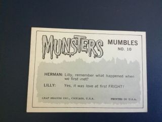 1964 LEAF KAYRO MUNSTERS CARD 10 2