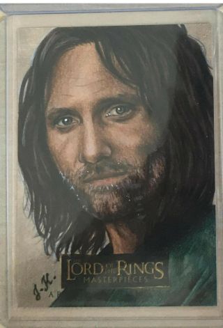 Lord Of The Rings Masterpieces Aragorn Sketch Card Topps Art Movie Ring Drawing