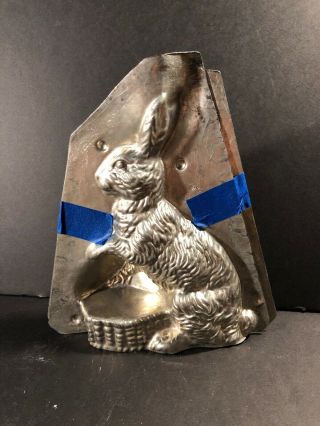 Vintage Chocolate Candy Mold Metal Rabbit Germany Weygandt 4684 Steel 8”bunny