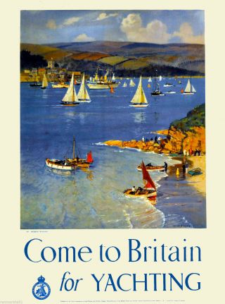 Come To Britain For Yachting England Vintage Travel Advertisement Art Poster