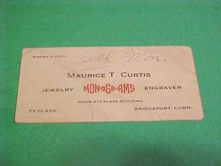 Vintage Calling/business Card Maurice T.  Curtis Jewelry Engraver Bridgeport Conn