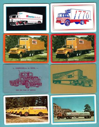 8 Single Swap Playing Cards Trucks Semi Big Rig Oil Moving Some Vintage
