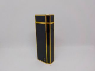 Auth Cartier Lacquer Pentagon 5 - Sided Lighter Black / Gold