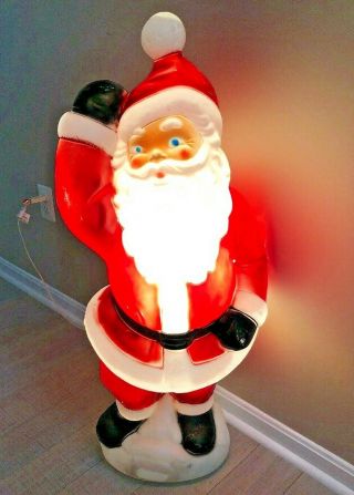 Vintage General Foam Santa Claus 40 " Tall Waving Blow Mold Christmas Yard Decor