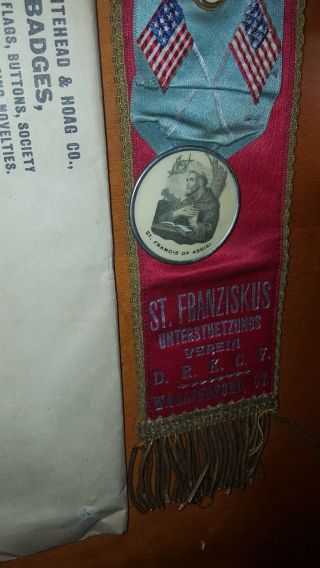 Vintage Germany Ribbon Badge Medal Saint Francis Of Assisi D.  R.  K.  C.  V W Envelope