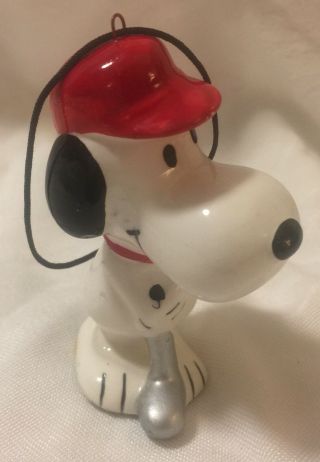 Vintage Peanuts 1966 Snoopy Christmas Golf Ornament Porcelain Holiday Tree