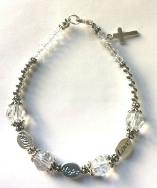 Sterling Silver Faith,  Hope,  Love Charm Bracelet,  Handmade