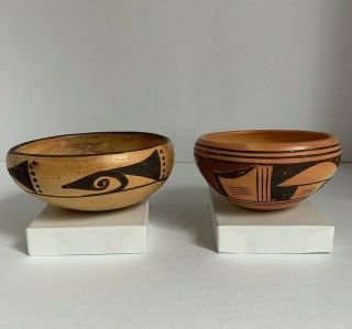 Vintage Southwestern Native American Pottery Bowls - Mid Century
