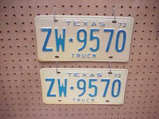 1973 Truck Texas License Plate - Plates Pair Or Set Old Stock Replacements