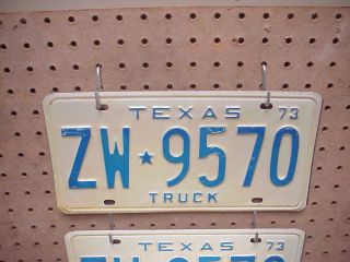 1973 TRUCK TEXAS LICENSE PLATE - PLATES PAIR OR SET OLD STOCK REPLACEMENTS 2