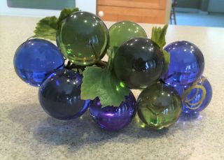Blue & Green Mid Century Lucite/acrylic Grapes Grape Cluster