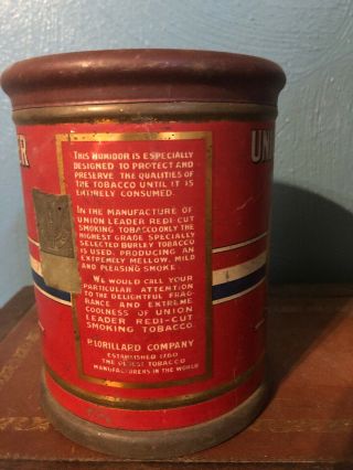 Union Leader Redi Cut Canister Tobacco Tin 2