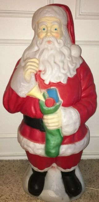 Vintage Large Plastic Blow Mold Empire Christmas Santa Stocking Light Up 41”