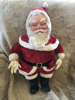 Vintage Rushton Santa Claus Christmas Plush Stuffed Rubber Face 24 "