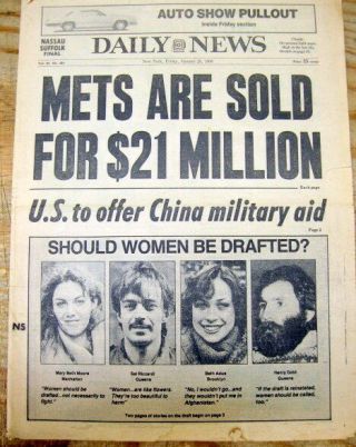 1980 Ny Daily News Headline Newspaper The York Mets Baseball Team Is