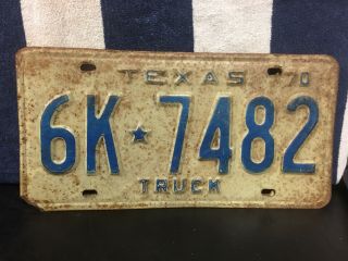 Vintage 1970 Texas Truck License Plate