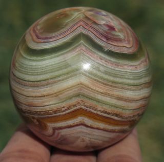 52mm 6.  9oz Natural Banded Onyx Crystal Sphere Ball