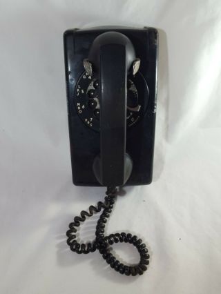 Western Electric Bell System Black Rotary Dial Wall Mount Telephone 554 1971