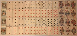 Antique Playing Cards Historic German Coloured Swiss Cantons - Ludwig Wüst 1800 