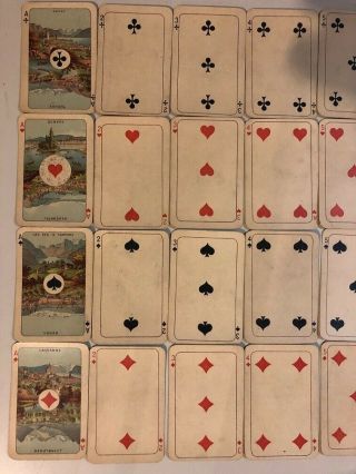 ANTIQUE PLAYING CARDS Historic German Coloured Swiss Cantons - Ludwig Wüst 1800 ' s 2
